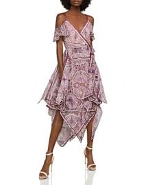 BCBGMAXAZRIA Cold-Shoulder Festival Paisley Wrap Dress x at Bloomingdales